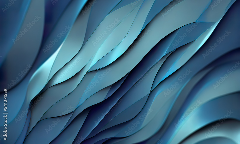 Aufkleber abstract wavy blue wallpaper. waves background with curvy details. 3d rendering background with blui