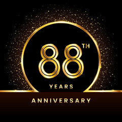 88th Anniversary Logo. Golden Anniversary template design for celebration event, invitation card, greeting card, flyer, banner, poster, double line logo, vector illustration