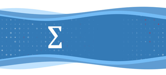 Blue wavy banner with a white sigma symbol on the left. On the background there are small white shapes, some are highlighted in red. There is an empty space for text on the right side