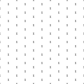 Square seamless background pattern from geometric shapes. The pattern is evenly filled with small black sigma symbols. Vector illustration on white background