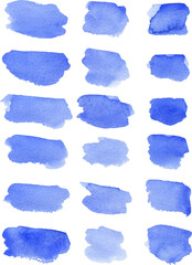 Set of watercolor stain. Spots on a white background. Watercolor texture with brush strokes. Gradients with overlay.
