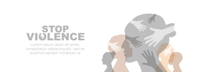 Stop violence banner. Card with place for text. - obrazy, fototapety, plakaty