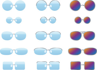 Glasses vector material. All kinds of designs.