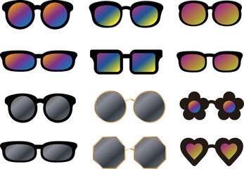 Glasses vector material. All kinds of designs.