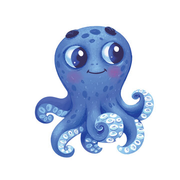 Cute octopus cartoon, vector cartoon illustration, cartoon clipart