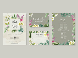 exotic floral tropical wedding invitation card