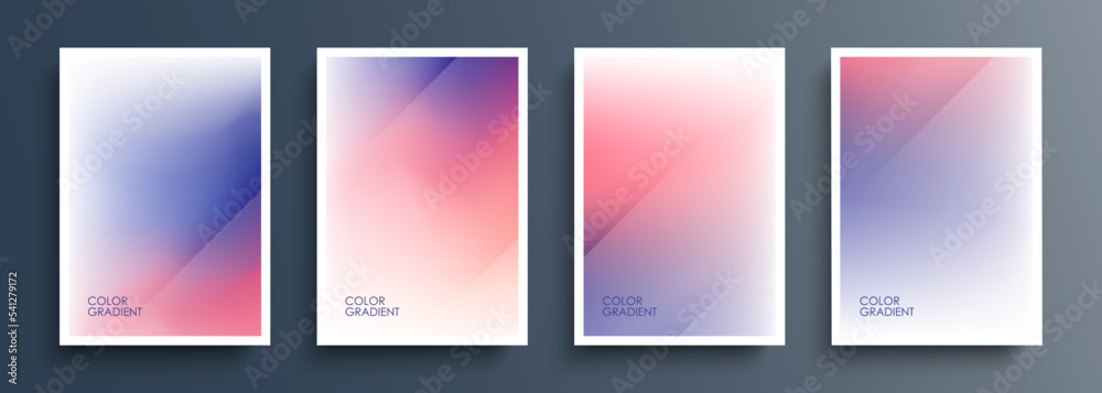 Aufkleber Set of color gradients. Abstract multicolored backgrounds. Soft color templates collection for brochures, posters, flyers and covers. Vector illustration.