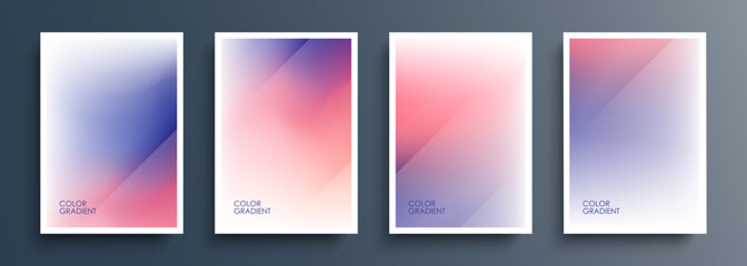 Set of color gradients. Abstract multicolored backgrounds. Soft color templates collection for brochures, posters, flyers and covers. Vector illustration.