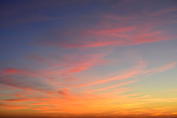 Obraz premium amazing evening sky with orange, red and yellow clouds