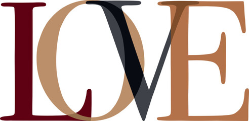 Vector word LOVE, where each letter is a different color