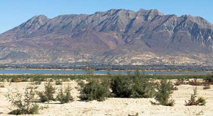 Mount Timpanogos with beach foreground 