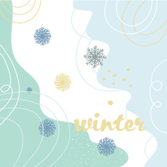 cute stylish postcard about winter, snow, nature