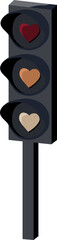 Vector traffic light shining with hearts