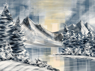 fantasy alpine lake painting