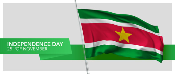 Suriname independence day vector banner, greeting card.