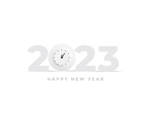 Happy New Year 2023 concept for  Ceramic, Tiles, Restaurant isolated on  background. Food plate with click new year concept.