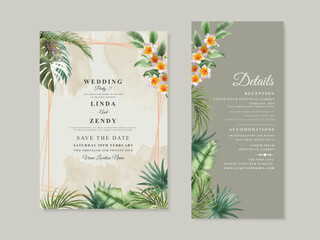 exotic floral tropical wedding invitation card