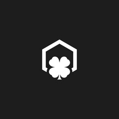 Clover Leaf with Hexagon Logo Design
