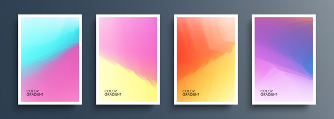 Set of abstract backgrounds with dynamic color gradients. Graphic templates collection for brochures, posters, flyers and covers. Vector illustration.