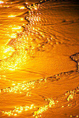 Wave on the beach at sunset