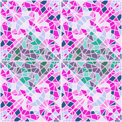 Decorative kaleidoscope seamless pattern. Creative optical illusions mosaic ornament.