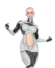 super cyborg girl is so strong with a ferocious face