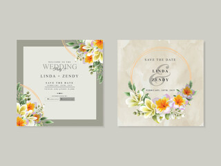 exotic floral tropical wedding invitation card