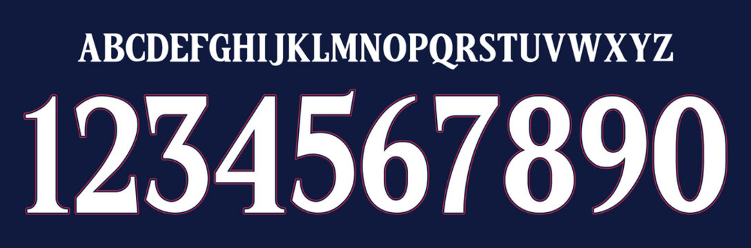 font vector team 2022 kit sport style font. football style font with lines and points inside. messi neymar jr. Paris font. sports style letters and numbers for soccer team
