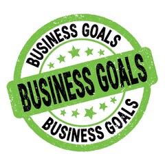 BUSINESS GOALS text written on green-black round stamp sign.