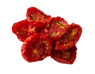 Sundried or dried tomato halves. Clipping paths, shadowless - obrazy, fototapety, plakaty