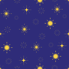 Sparkle night seamless pattern background. Star, stardust, galaxy. Vector illustration