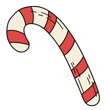 Hand Drawn Candy Cane Png Element. Good For Christmas, Winter And New Year Stickers, Clipart, Decor, Sign, Icon, Etc. 