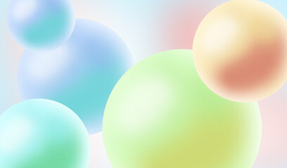 Abstract 3d art background. Holographic floating liquid blobs, soap bubbles, metaballs.