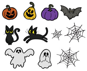 Cute Halloween icons set - AI vector file