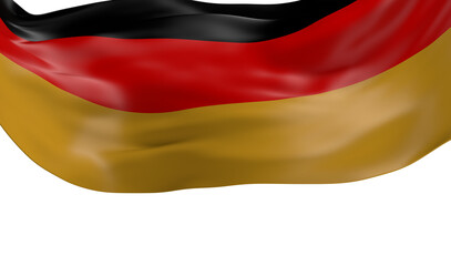 Naklejka premium Germany flag background with cloth texture. Realistic Flag of Germany on the wavy surface of fabric.
