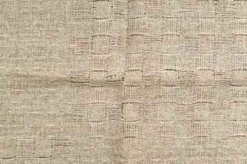 Background texture of linen fabric, bedspread, clothes. Textile Abstract Background.