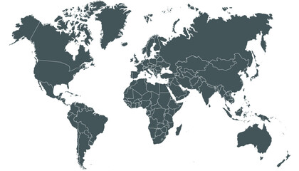 Naklejka premium World map. Silhouette map. Color vector modern 