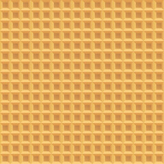Seamless realistic wafer pattern. Waffle texture background. Ice cream cone structure. Sweet dessert crisp cookie background. Yummy repeat food texture. Vector illustration