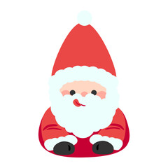 Cute humor Santa Claus tease, showing tongue. Isolated on white background, flat design, EPS10 vector