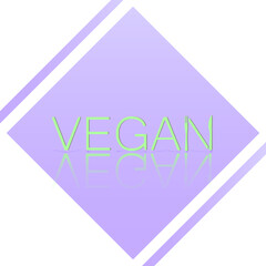 Vegan elite logo design, green inscription in purple shape. Organic, bio, eco symbol. No meat, lactose free, healthy, fresh and nonviolent food. Vector illustration for stickers, labels and logos