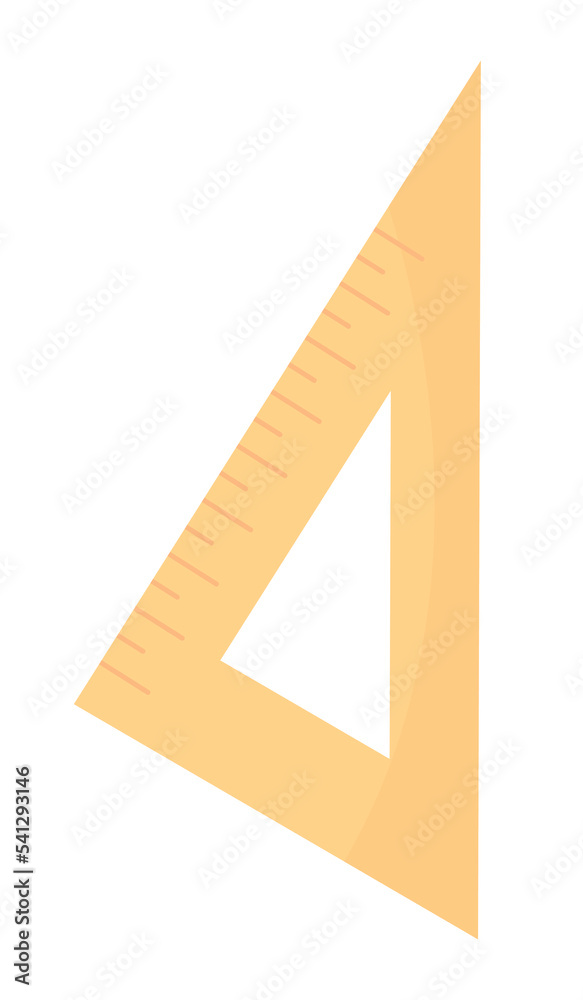 Poster triangular ruler semi flat color vector object. tool for drawing and measurement. editable element. 