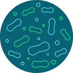 Microscopic probiotics set. Good bacteria and microorganisms for human health. Bacterial microflora. Illustration