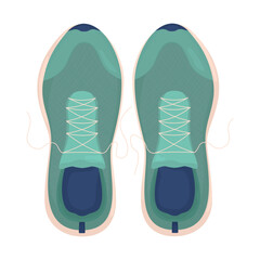 Sneakers semi flat color vector objects. Comfortable sports shoes. Editable elements. Full sized items on white. Simple cartoon style illustration for web graphic design and animation