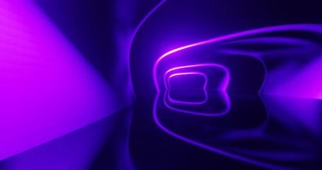 Futuristic architecture background glowing arched interior 3d render