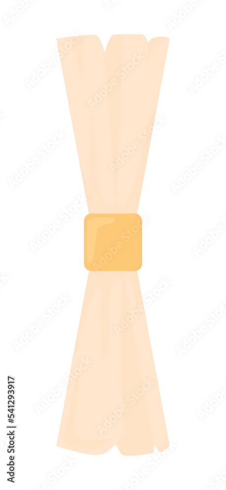 Poster Napkin with ring semi flat color vector object. Table setting style. Editable element. Full sized item on white. Simple cartoon style illustration for web graphic design and animation