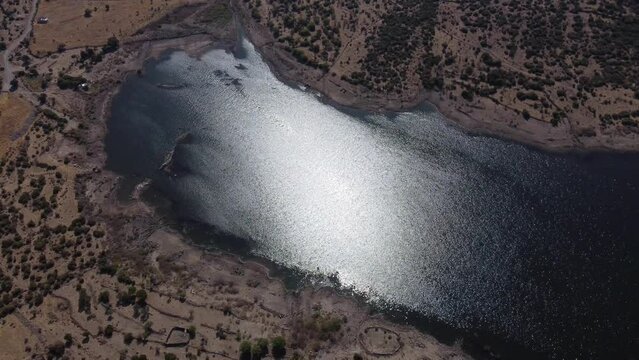 Aerial drone footage of Yahsibey irrigation pond.
