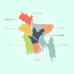 Modern detailed map infographic of bangladesh
