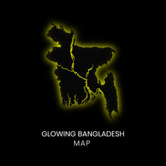 Glowing yellow Bangladesh map on dark background