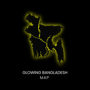 Premium Vector | Bangladesh map glowing silhouette outline made of stars  lines dots triangles, low polygonal shapes.