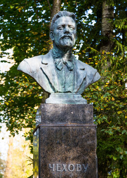 MELIKHOVO, MOSCOW REGION, RUSSIA - SEPTEMBER 24, 2020: Monument To Russian Writer Anton Pavlovich Chekhov in his Estate. The Chekhov Museum, the Estate Melikhovo.